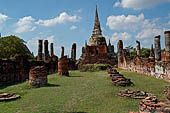 Ayutthaya, Thailand. Wat Phra Si Sanphet, ruins of the eastern viharn, known as Viharn Luang (the Grand Hall). 